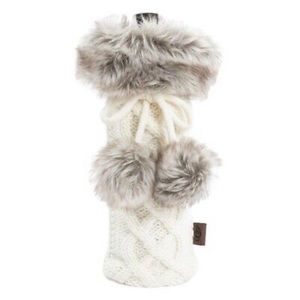 UGG - WINE BOTTLE HOLDER WHITE SNOW FAUX FUR